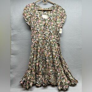 Vintage Skater Dress Baby Doll Floral Rayon Size M Cottagecore Prairiecore NWT